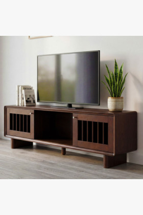TV-Schrank Nussbaum mit Schiebetüren 180 cm Design